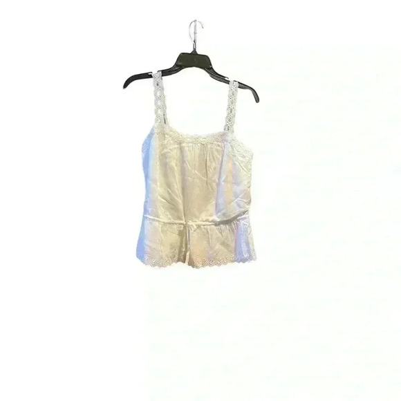 New Paige Zherra White Detail Eyelet Cami Blue Ribbon Straps Size Small. - Picture 2 of 9